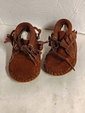 Taos Toddler Leather Moccasins Indian Made Vintage